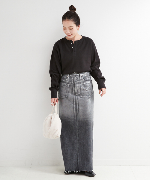 B.C STOCK（ベーセーストック）の「ワッフルプルオーバー（Tシャツ/カットソー・レディース・チャコールグレー/ブラック/ホワイト・FREE）」の5枚目の写真