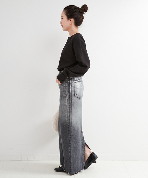 B.C STOCK（ベーセーストック）の「ワッフルプルオーバー（Tシャツ/カットソー・レディース・チャコールグレー/ブラック/ホワイト・FREE）」の6枚目の写真