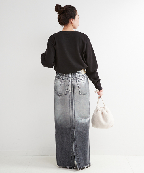 B.C STOCK（ベーセーストック）の「ワッフルプルオーバー（Tシャツ/カットソー・レディース・チャコールグレー/ブラック/ホワイト・FREE）」の7枚目の写真