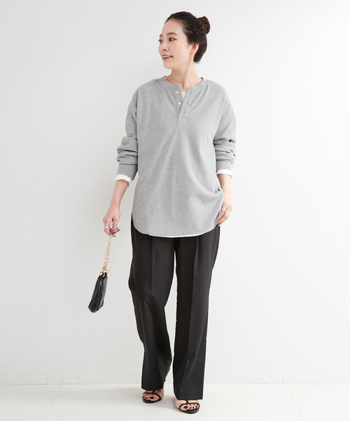 B.C STOCK（ベーセーストック）の「ワッフルプルオーバー（Tシャツ/カットソー・レディース・チャコールグレー/ブラック/ホワイト・FREE）」の12枚目の写真