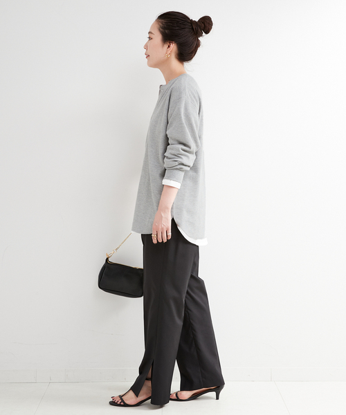 B.C STOCK（ベーセーストック）の「ワッフルプルオーバー（Tシャツ/カットソー・レディース・チャコールグレー/ブラック/ホワイト・FREE）」の13枚目の写真