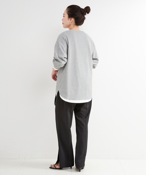 B.C STOCK（ベーセーストック）の「ワッフルプルオーバー（Tシャツ/カットソー・レディース・チャコールグレー/ブラック/ホワイト・FREE）」の14枚目の写真