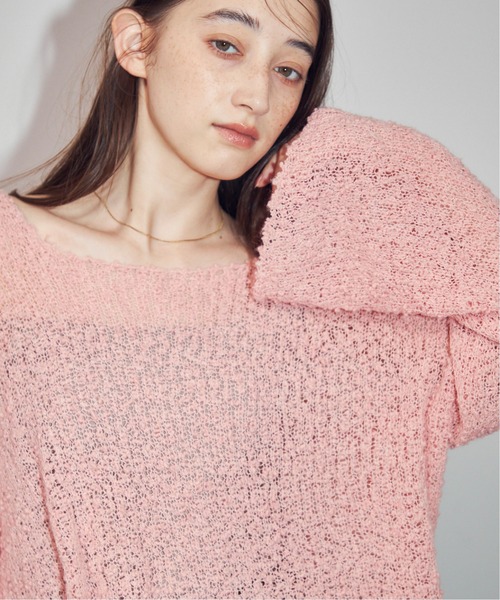 MOCOA'S（モコアズ）の「ワイドカフスオーバーニット（ニット/セーター・レディース・ピンク/グレー/ナチュラル・FREE）」の3枚目の写真