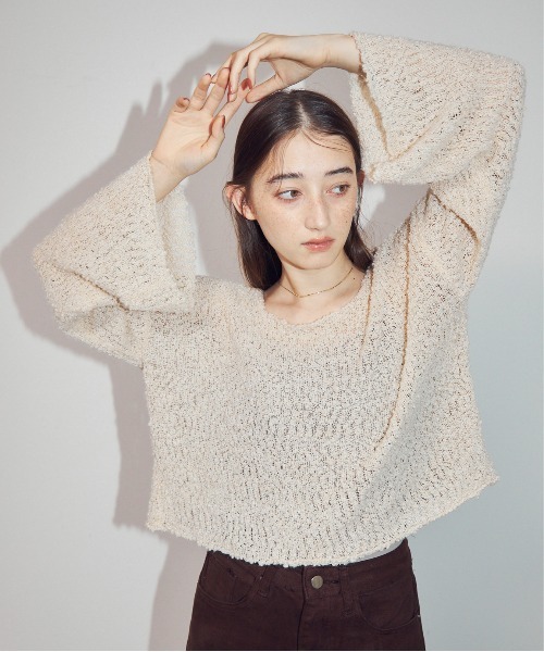 MOCOA'S（モコアズ）の「ワイドカフスオーバーニット（ニット/セーター・レディース・ピンク/グレー/ナチュラル・FREE）」の17枚目の写真