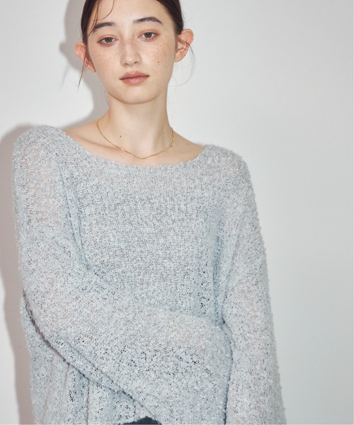 MOCOA'S（モコアズ）の「ワイドカフスオーバーニット（ニット/セーター・レディース・ピンク/グレー/ナチュラル・FREE）」の4枚目の写真