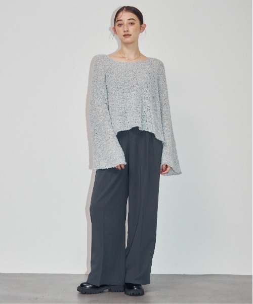 MOCOA'S（モコアズ）の「ワイドカフスオーバーニット（ニット/セーター・レディース・ピンク/グレー/ナチュラル・FREE）」の5枚目の写真