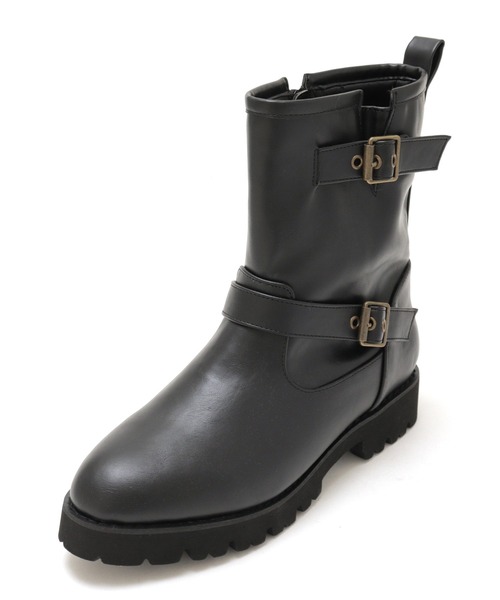 MANA マナ エンジニアブーツ 23cm バックルベルト 本革 ジップ付 美品