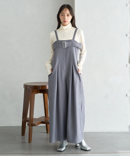 earth music&ecology（アースミュージックアンドエコロジー）の「ベルトベアサロペット（サロペット/オーバーオール・レディース・ネイビー系2/ブラック/グレー系その他2・FREE）」の6枚目の写真