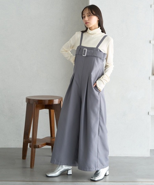 earth music&ecology（アースミュージックアンドエコロジー）の「ベルトベアサロペット（サロペット/オーバーオール・レディース・ネイビー系2/ブラック/グレー系その他2・FREE）」の7枚目の写真