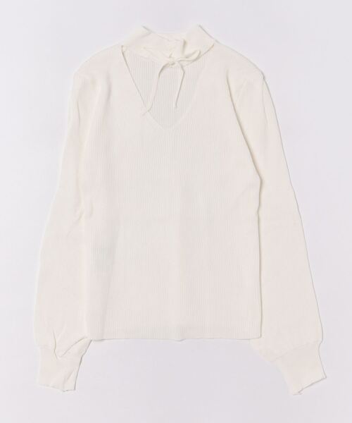 Mayree（メイリー）の「【Mayree】フロント リボン レイヤード リブ トップス（Tシャツ/カットソー・レディース・ブラック/ホワイト・LARGE/MEDIUM/SMALL）」の10枚目の写真