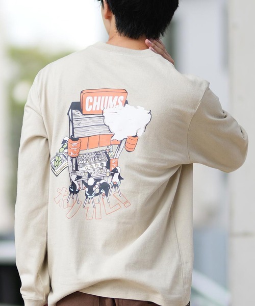 CHUMS（チャムス）の「CHUMS/チャムス ロンT/長袖ティシャツ/カットソー バックプリント CH01-2452（Tシャツ/カットソー・メンズ・ライトブルー/ブラック/ホワイト/オレンジ/グレイッシュベージュ/ネイビー・M/L/XL）」の3枚目の写真
