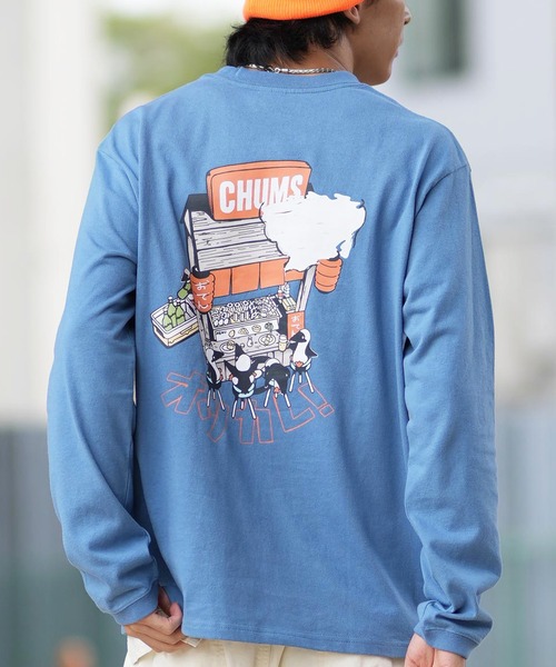 CHUMS（チャムス）の「CHUMS/チャムス ロンT/長袖ティシャツ/カットソー バックプリント CH01-2452（Tシャツ/カットソー・メンズ・ライトブルー/ブラック/ホワイト/オレンジ/グレイッシュベージュ/ネイビー・M/L/XL）」の4枚目の写真