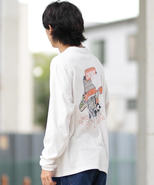 CHUMS（チャムス）の「CHUMS/チャムス ロンT/長袖ティシャツ/カットソー バックプリント CH01-2452（Tシャツ/カットソー・メンズ・ライトブルー/ブラック/ホワイト/オレンジ/グレイッシュベージュ/ネイビー・M/L/XL）」の8枚目の写真