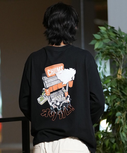 CHUMS（チャムス）の「CHUMS/チャムス ロンT/長袖ティシャツ/カットソー バックプリント CH01-2452（Tシャツ/カットソー・メンズ・ライトブルー/ブラック/ホワイト/オレンジ/グレイッシュベージュ/ネイビー・M/L/XL）」の14枚目の写真