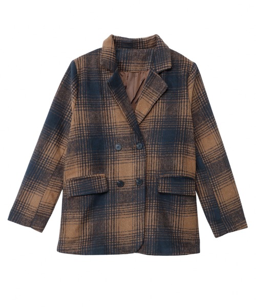 セール】柔らかタッチ チェック テーラードジャケット 軽アウター