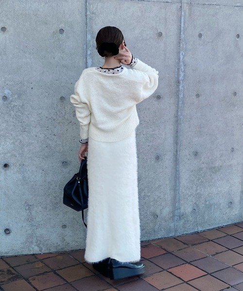 LAULEN(ローレン)の「shaggy long skirt /シャギーロング スカート(スカート・レディース・アイボリー/ブラック/ベージュ・FREE)」の10枚目の写真