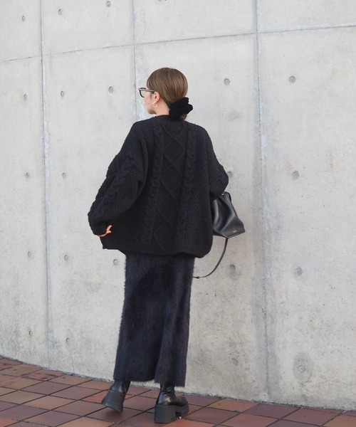 LAULEN(ローレン)の「shaggy long skirt /シャギーロング スカート(スカート・レディース・アイボリー/ブラック/ベージュ・FREE)」の4枚目の写真