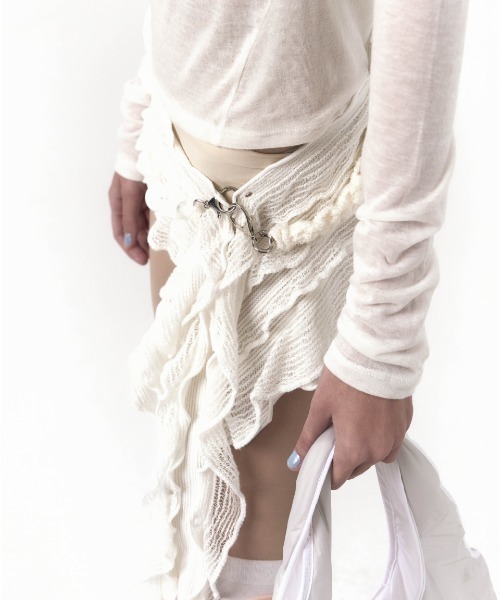 L.H.P（エルエイチピー）の「OJOS/オホス/Beads Strap Frill Scarf（ストール/ショール・レディース・アイボリー・F）」の2枚目の写真