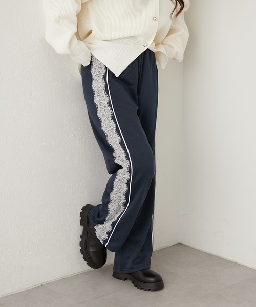 Another Branch olive des olive(アナザーブランチオリーブデオリーブ)の「サイドレース裏起毛パンツ(カーゴパンツ・レディース・ネイビー/トップグレー/ブラック・FREE)」の3枚目の写真