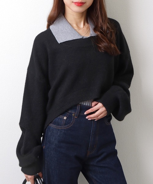 Lace Ladies(レースレディース)の「【2点セット】ラウンドネック クロップド丈 ドロップショルダー ニット ノースリーブトップス(ニット/セーター・レディース・グレー/ブルー/ブラック/ピンク/ブラウン・FREE)」の8枚目の写真