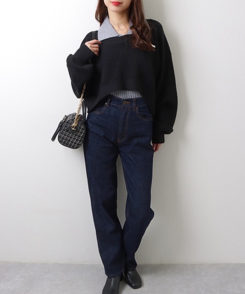 Lace Ladies(レースレディース)の「【2点セット】ラウンドネック クロップド丈 ドロップショルダー ニット ノースリーブトップス(ニット/セーター・レディース・グレー/ブルー/ブラック/ピンク/ブラウン・FREE)」の9枚目の写真