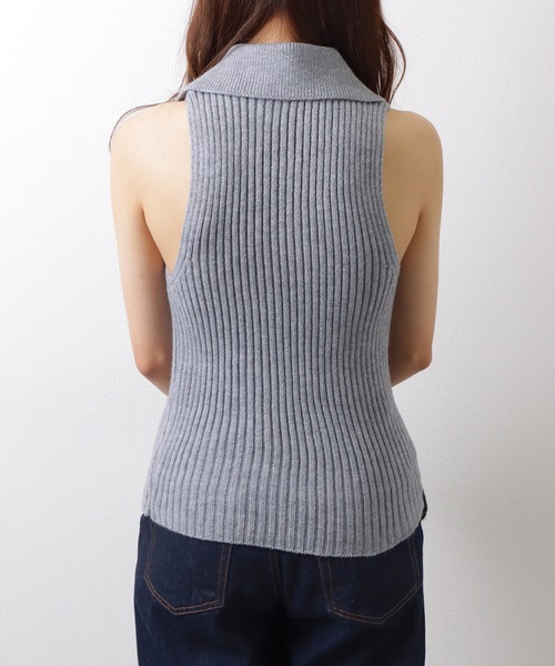 Lace Ladies(レースレディース)の「【2点セット】ラウンドネック クロップド丈 ドロップショルダー ニット ノースリーブトップス(ニット/セーター・レディース・グレー/ブルー/ブラック/ピンク/ブラウン・FREE)」の12枚目の写真