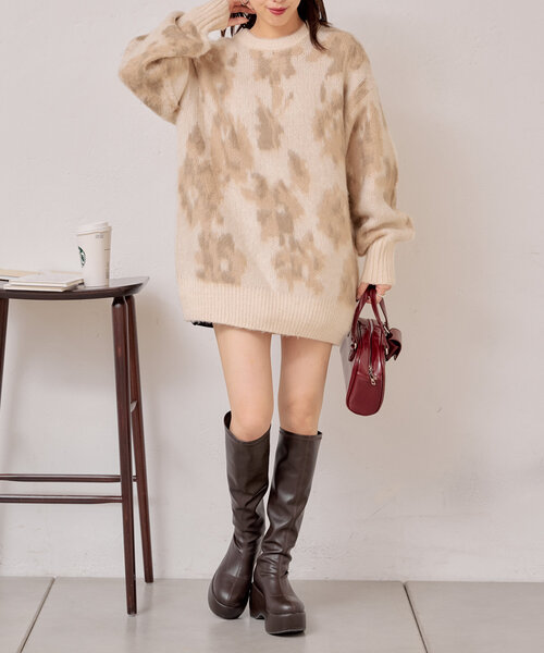 フラワージャガードルーズニット（ニット/セーター）｜Chico（チコ）の