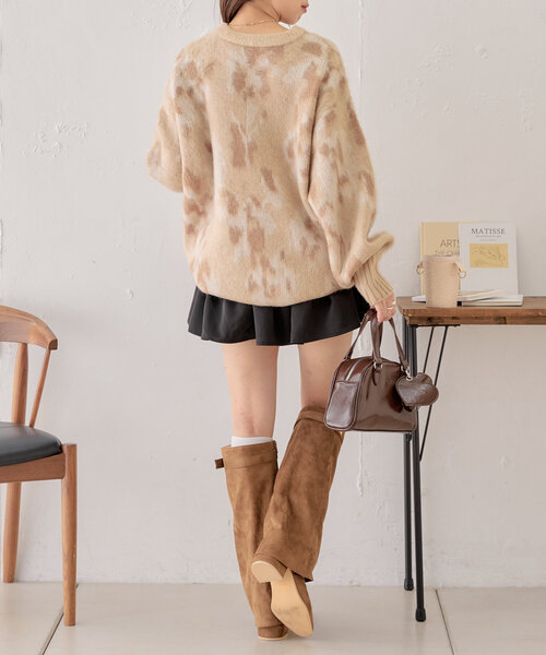 フラワージャガードルーズニット（ニット/セーター）｜Chico