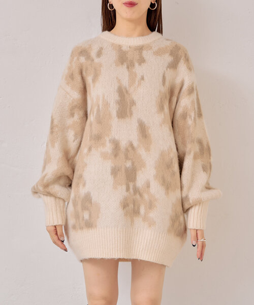 フラワージャガードルーズニット（ニット/セーター）｜Chico