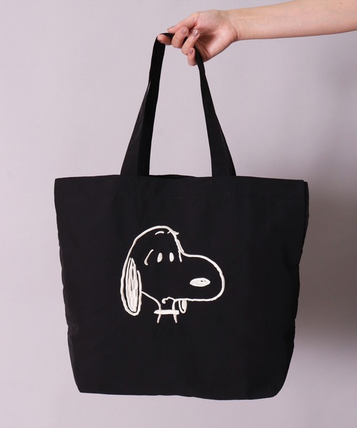 セール】(ACT)【PEANUTS】フェイス 刺繍 ナイロン トートバッグ