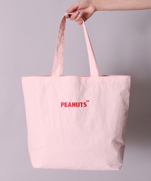 PEANUTS（ピーナッツ）の「(ACT)【PEANUTS】フェイス 刺繍 ナイロン トートバッグ（トートバッグ・レディース・ライトピンク/ダークベージュ/ブラック/チャコールグレー/スカイブルー/アイボリー/セージグリーン/イエロー・ONE SIZE）」の22枚目の写真