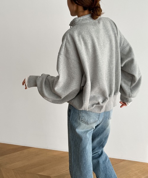 CANAL JEAN（キャナルジーン）の「El mar　CENTRAL DISTRICTハーフジップトレーナー 裏起毛（スウェット・レディース・グレー・ONE SIZE）」の4枚目の写真