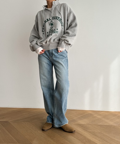 CANAL JEAN（キャナルジーン）の「El mar　CENTRAL DISTRICTハーフジップトレーナー 裏起毛（スウェット・レディース・グレー・ONE SIZE）」の5枚目の写真