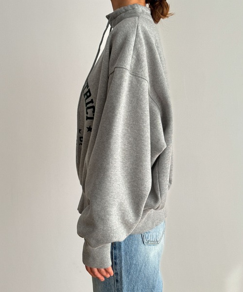 CANAL JEAN（キャナルジーン）の「El mar　CENTRAL DISTRICTハーフジップトレーナー 裏起毛（スウェット・レディース・グレー・ONE SIZE）」の7枚目の写真