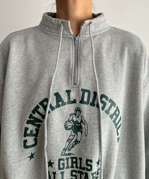 CANAL JEAN（キャナルジーン）の「El mar　CENTRAL DISTRICTハーフジップトレーナー 裏起毛（スウェット・レディース・グレー・ONE SIZE）」の9枚目の写真