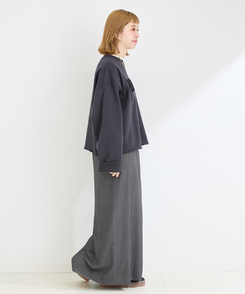 ラメサガラ刺繍ロングスリーブ裏毛スウェット（スウェット