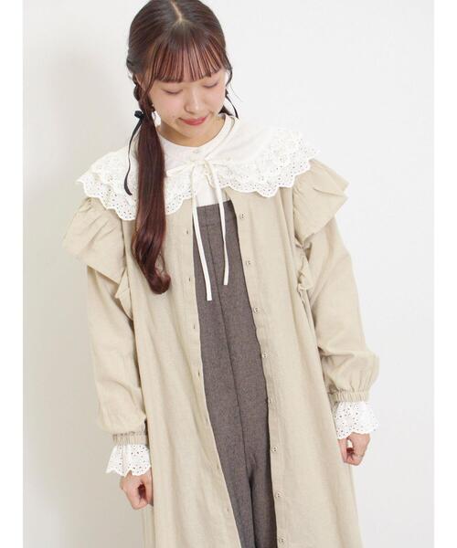 Samansa Mos2（サマンサ モスモス）の「【S/Mサイズ】柄アソート袖フリルスタンドネック前後2WAYワンピース（ワンピース・レディース・チャコールグレー/サックスブルー/ベージュ/レッド・S/M）」の19枚目の写真