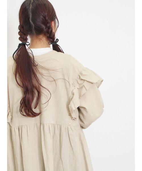 Samansa Mos2（サマンサ モスモス）の「【S/Mサイズ】柄アソート袖フリルスタンドネック前後2WAYワンピース（ワンピース・レディース・チャコールグレー/サックスブルー/ベージュ/レッド・S/M）」の20枚目の写真