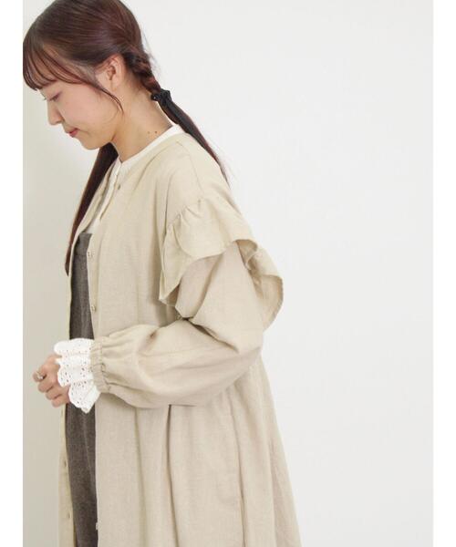 Samansa Mos2（サマンサ モスモス）の「【S/Mサイズ】柄アソート袖フリルスタンドネック前後2WAYワンピース（ワンピース・レディース・チャコールグレー/サックスブルー/ベージュ/レッド・S/M）」の21枚目の写真