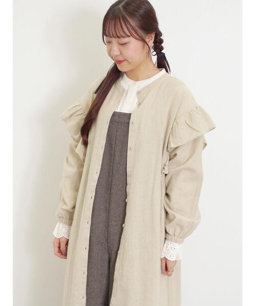 Samansa Mos2（サマンサ モスモス）の「【S/Mサイズ】柄アソート袖フリルスタンドネック前後2WAYワンピース（ワンピース・レディース・チャコールグレー/サックスブルー/ベージュ/レッド・S/M）」の22枚目の写真