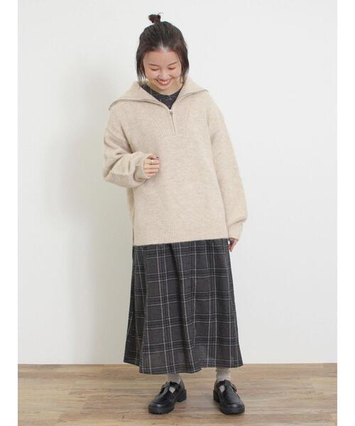 Samansa Mos2（サマンサ モスモス）の「【S/Mサイズ】柄アソート袖フリルスタンドネック前後2WAYワンピース（ワンピース・レディース・チャコールグレー/サックスブルー/ベージュ/レッド・S/M）」の11枚目の写真