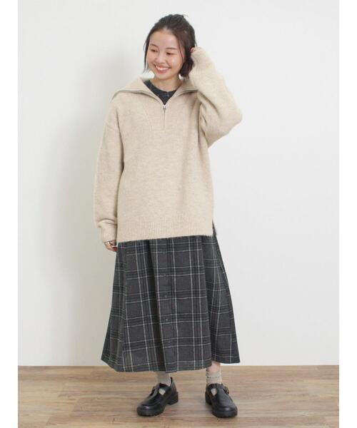 Samansa Mos2（サマンサ モスモス）の「【S/Mサイズ】柄アソート袖フリルスタンドネック前後2WAYワンピース（ワンピース・レディース・チャコールグレー/サックスブルー/ベージュ/レッド・S/M）」の12枚目の写真