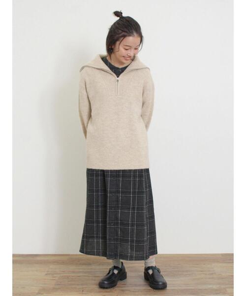 Samansa Mos2（サマンサ モスモス）の「【S/Mサイズ】柄アソート袖フリルスタンドネック前後2WAYワンピース（ワンピース・レディース・チャコールグレー/サックスブルー/ベージュ/レッド・S/M）」の13枚目の写真