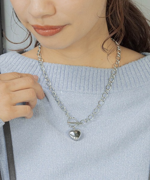 mysty woman（ミスティウーマン）の「ハートチェーンネックレス  283904（ネックレス・レディース・シルバー/ゴールド・FREE）」の2枚目の写真