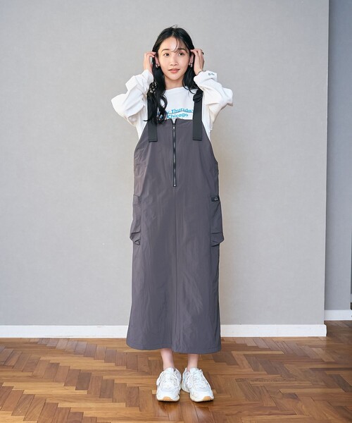 coen（コーエン）の「【C.mt】裏フリースエプロンキャミワンピース（ジャンパースカート・レディース・ブラック/オリーブ/ダークグレー・M/L）」の8枚目の写真