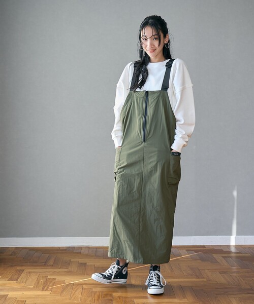 coen（コーエン）の「【C.mt】裏フリースエプロンキャミワンピース（ジャンパースカート・レディース・ブラック/オリーブ/ダークグレー・M/L）」の11枚目の写真