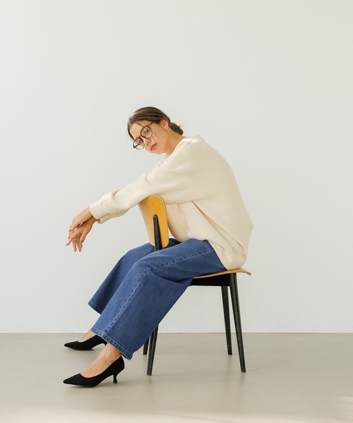 BAYFLOW（ベイフロー）の「[ウエストゴム・脚長効果抜群!!]ベーシックワイドデニム（デニムパンツ・レディース・サックスブルー/インディゴブルー・SMALL/MEDIUM/LARGE）」の10枚目の写真