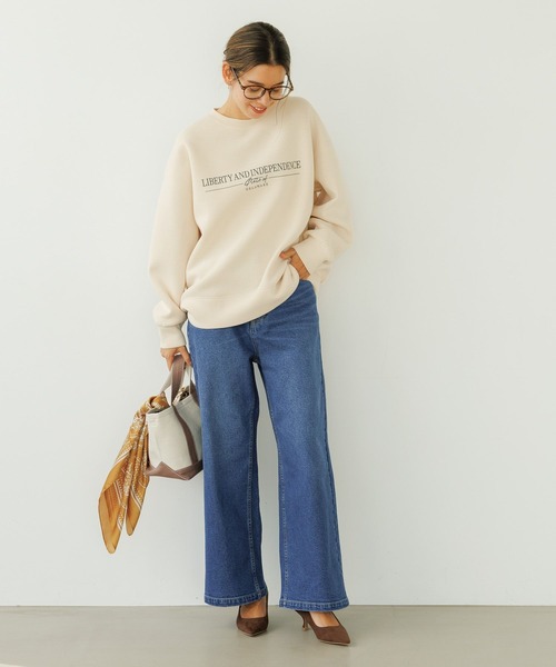 BAYFLOW（ベイフロー）の「[ウエストゴム・脚長効果抜群!!]ベーシックワイドデニム（デニムパンツ・レディース・サックスブルー/インディゴブルー・SMALL/MEDIUM/LARGE）」の11枚目の写真