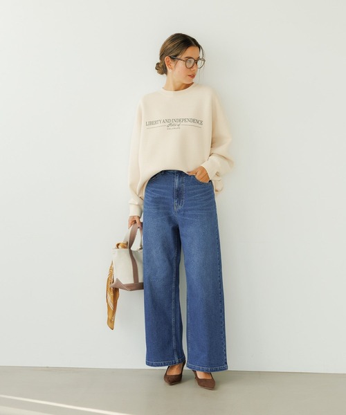 BAYFLOW（ベイフロー）の「[ウエストゴム・脚長効果抜群!!]ベーシックワイドデニム（デニムパンツ・レディース・サックスブルー/インディゴブルー・SMALL/MEDIUM/LARGE）」の12枚目の写真