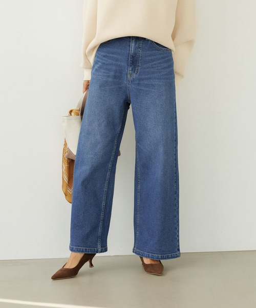 BAYFLOW（ベイフロー）の「[ウエストゴム・脚長効果抜群!!]ベーシックワイドデニム（デニムパンツ・レディース・サックスブルー/インディゴブルー・SMALL/MEDIUM/LARGE）」の13枚目の写真